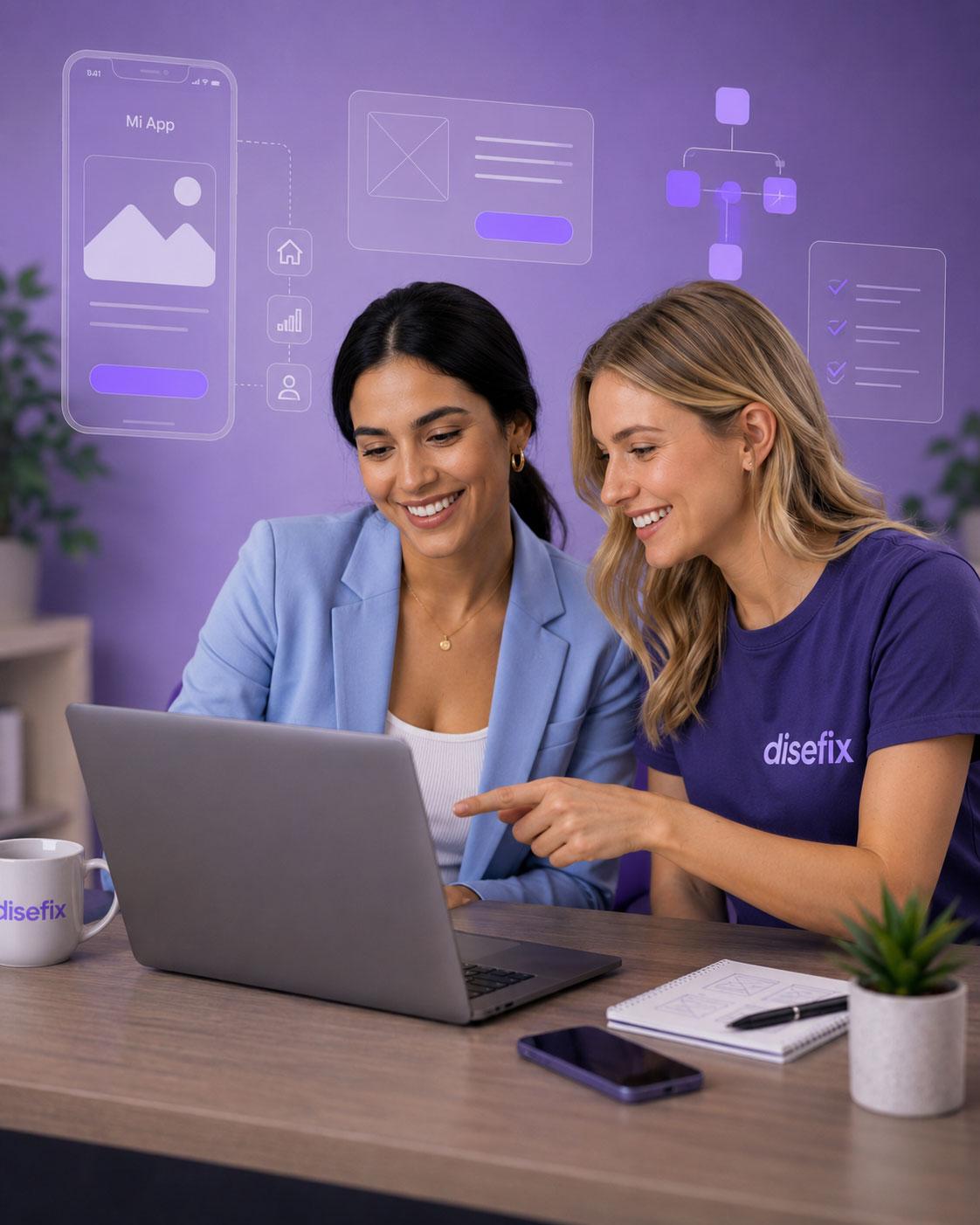 Equipo DiseFix diseñando una aplicación móvil para un negocio