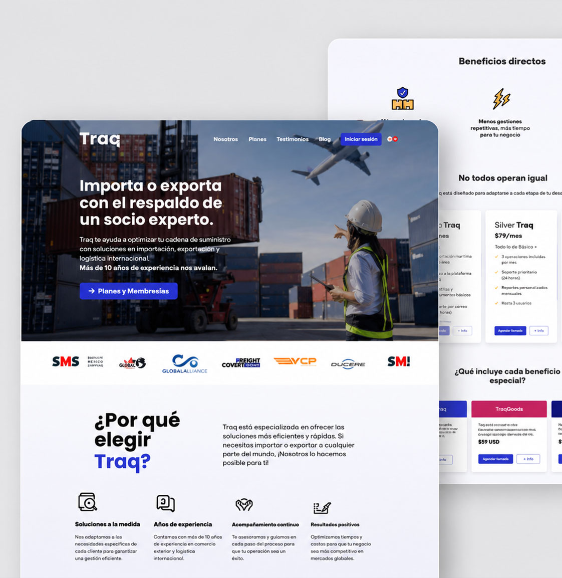 Mockups del cotizador aduanero Traq