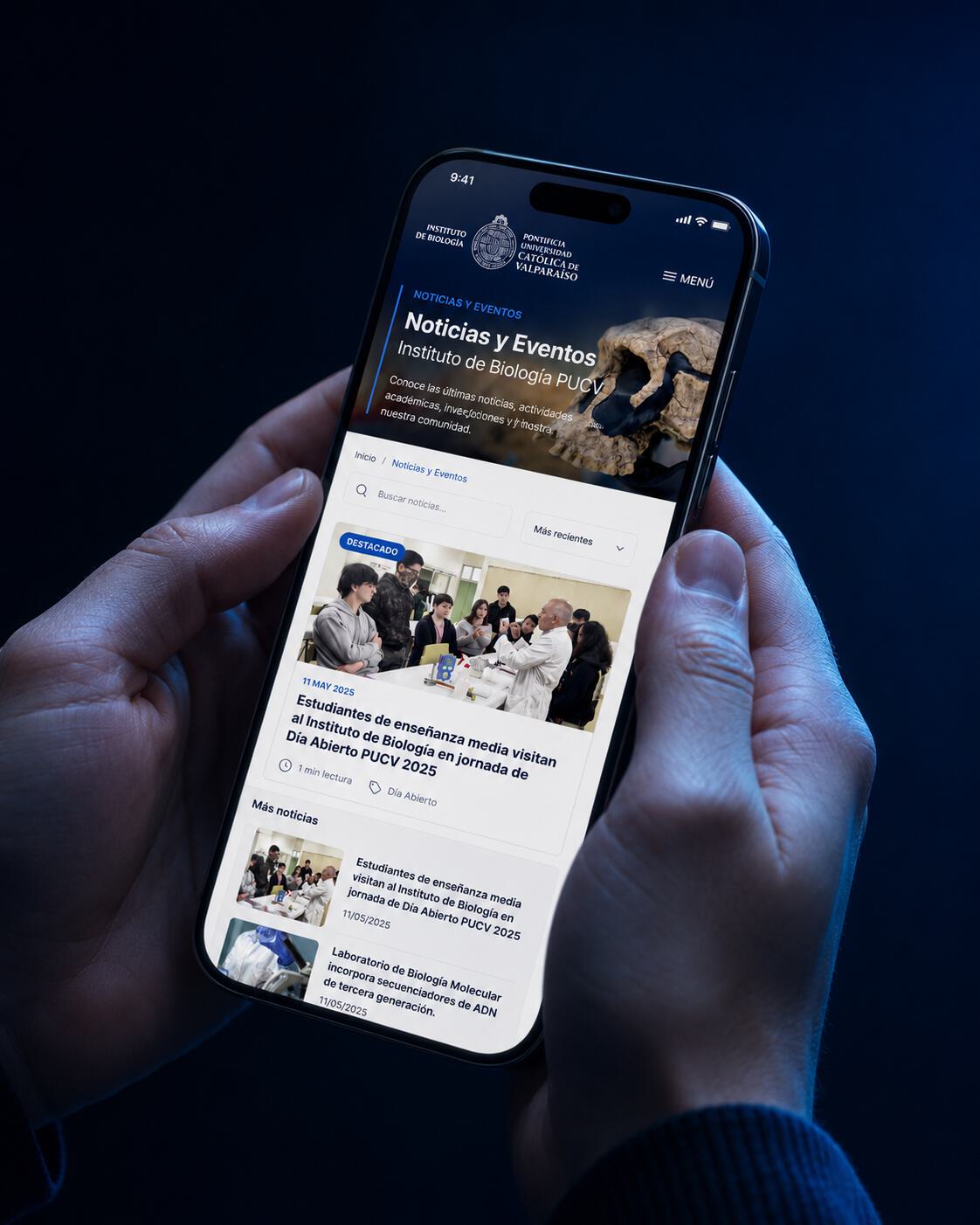 Sitio web del Instituto de Biología PUCV desarrollado por Disefix