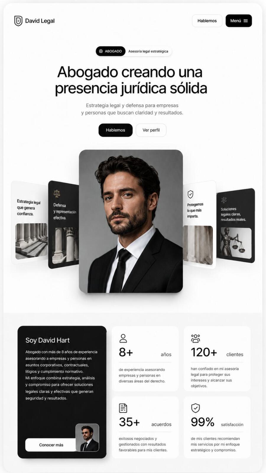 Sitio web para estudio jurídico con servicios legales claros