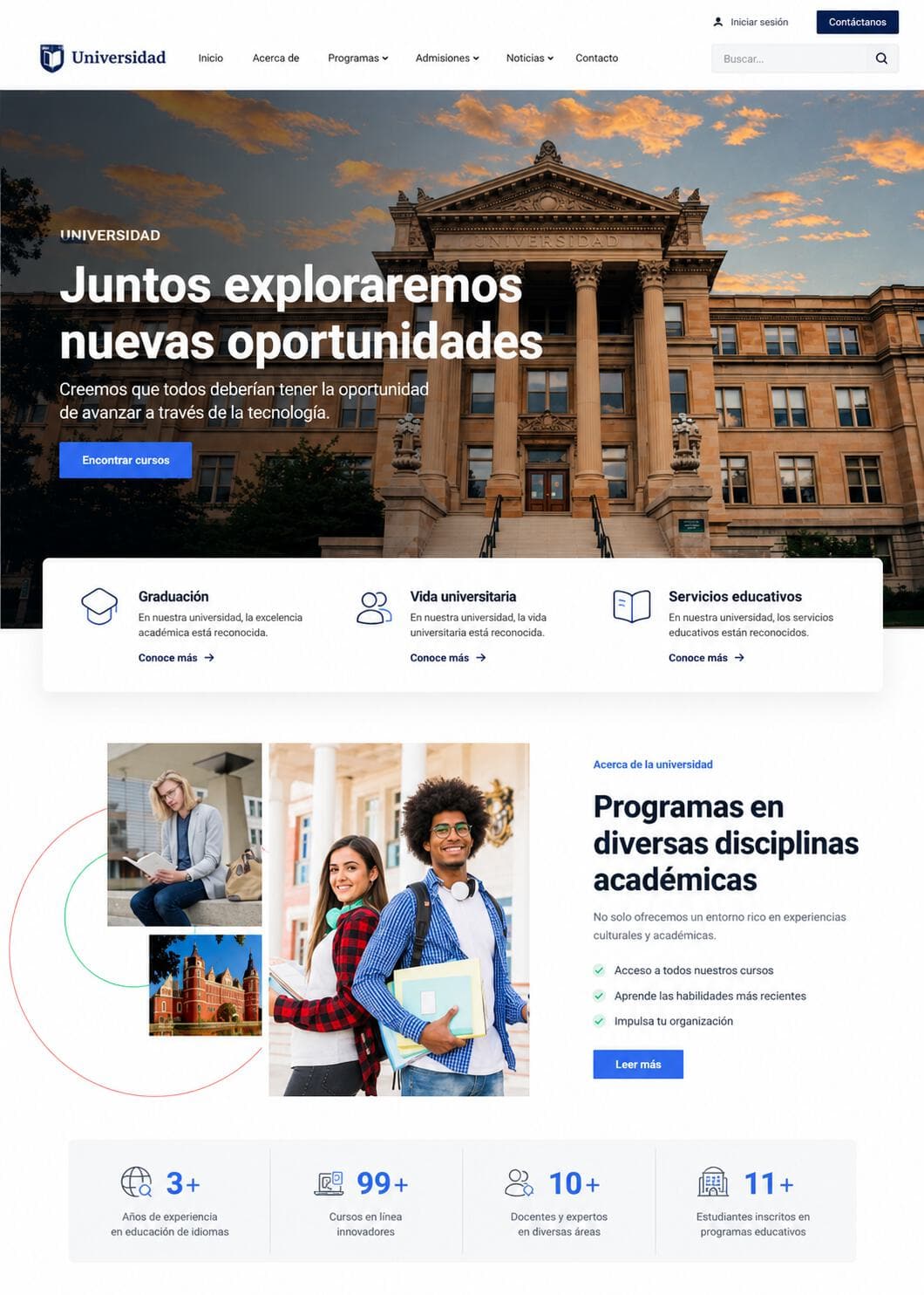 Arquitectura visual de un sitio web profesional orientado a claridad