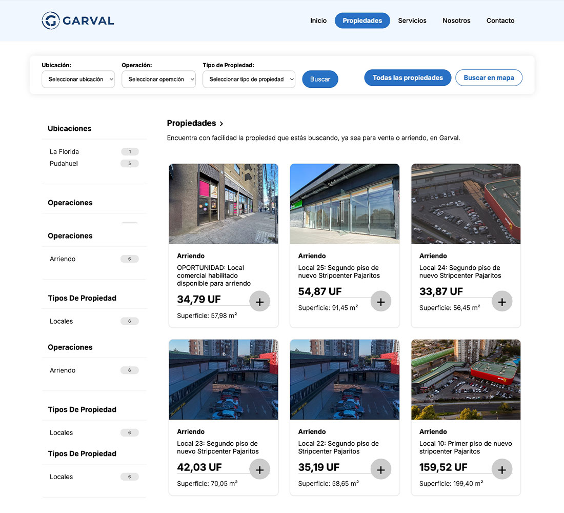 Arquitectura de sitio web inmobiliario