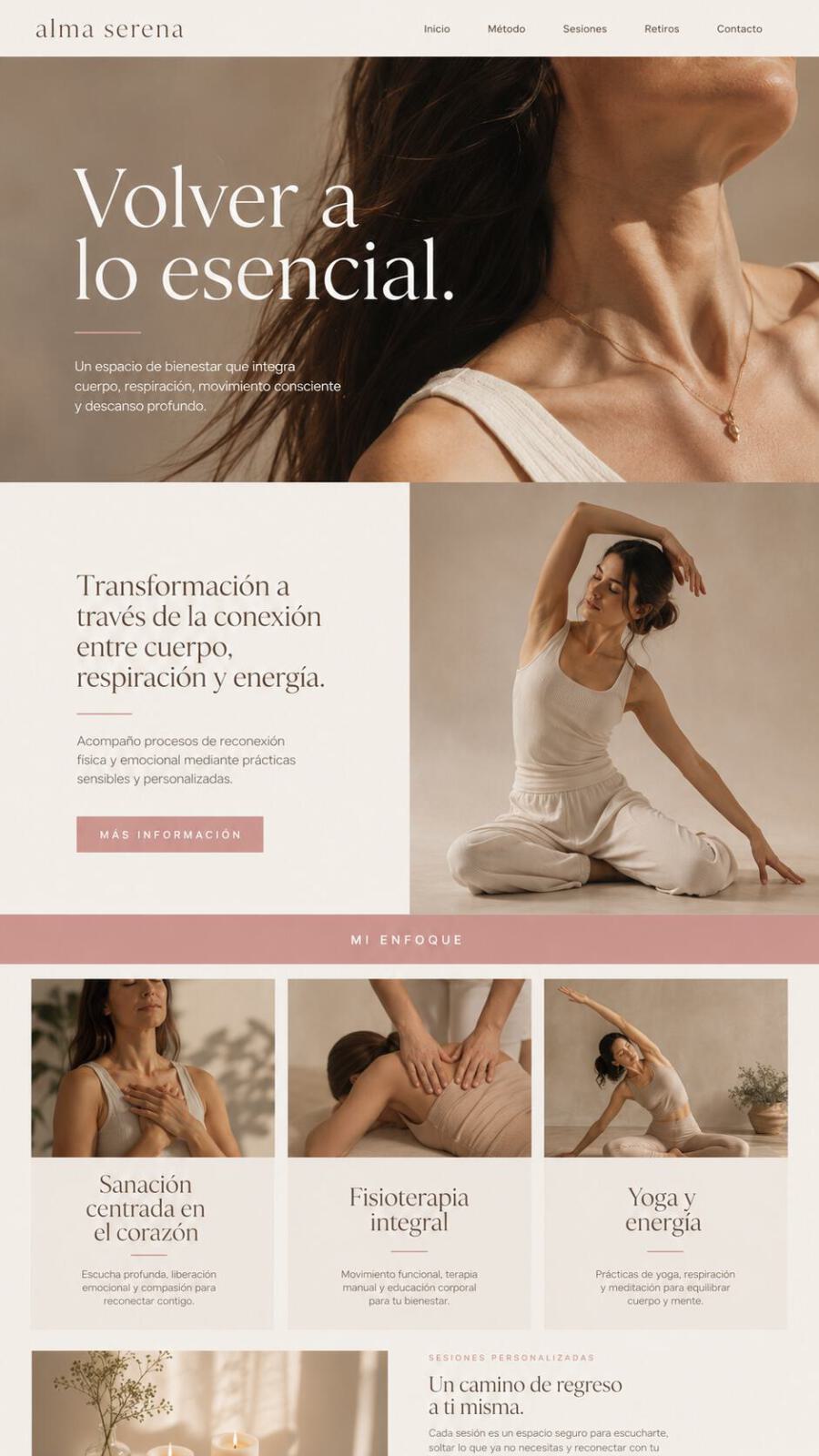 Diseño One Page moderno con secciones organizadas