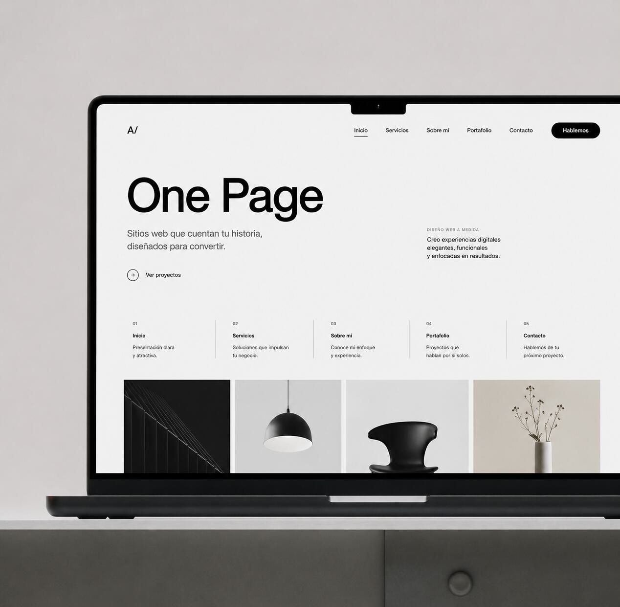 Ejemplo de diseño web One Page para negocios que quieren estar en internet