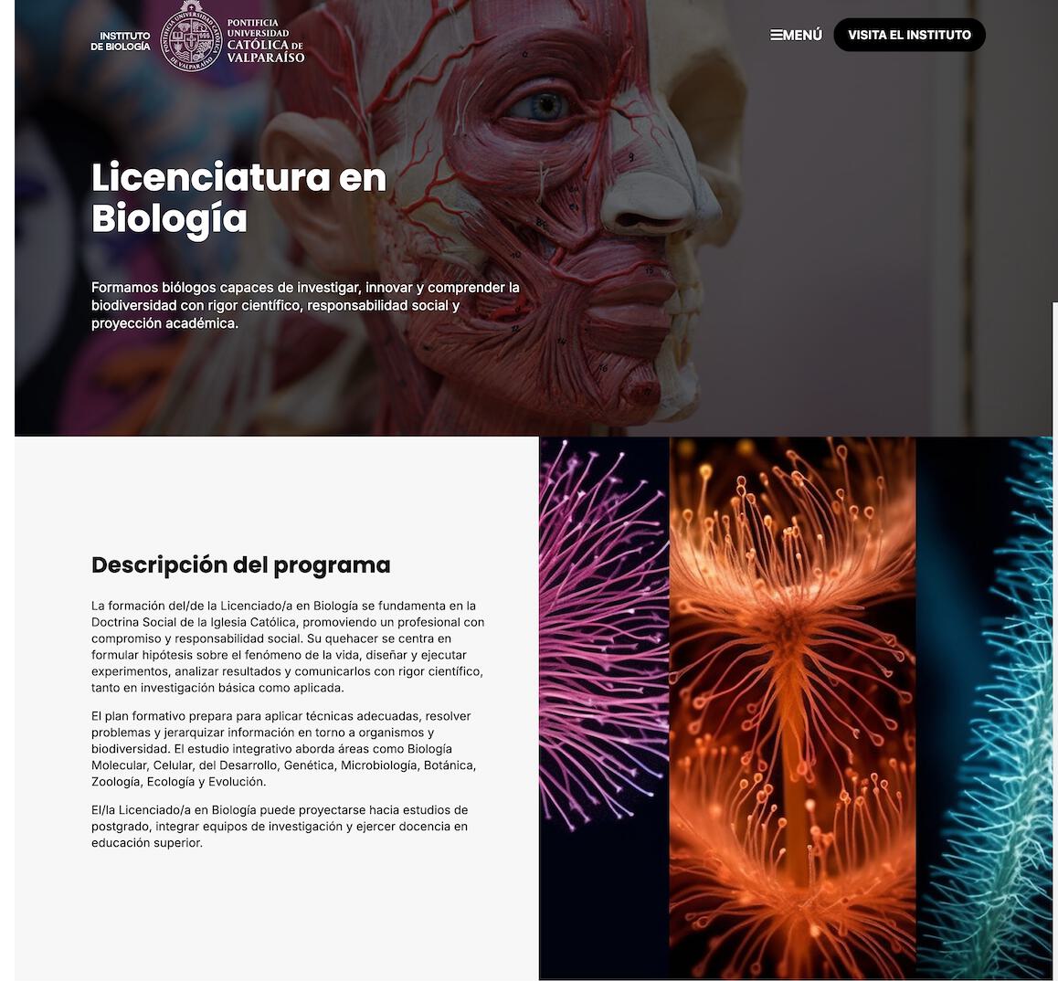 Arquitectura web institucional para el Instituto de Biología PUCV