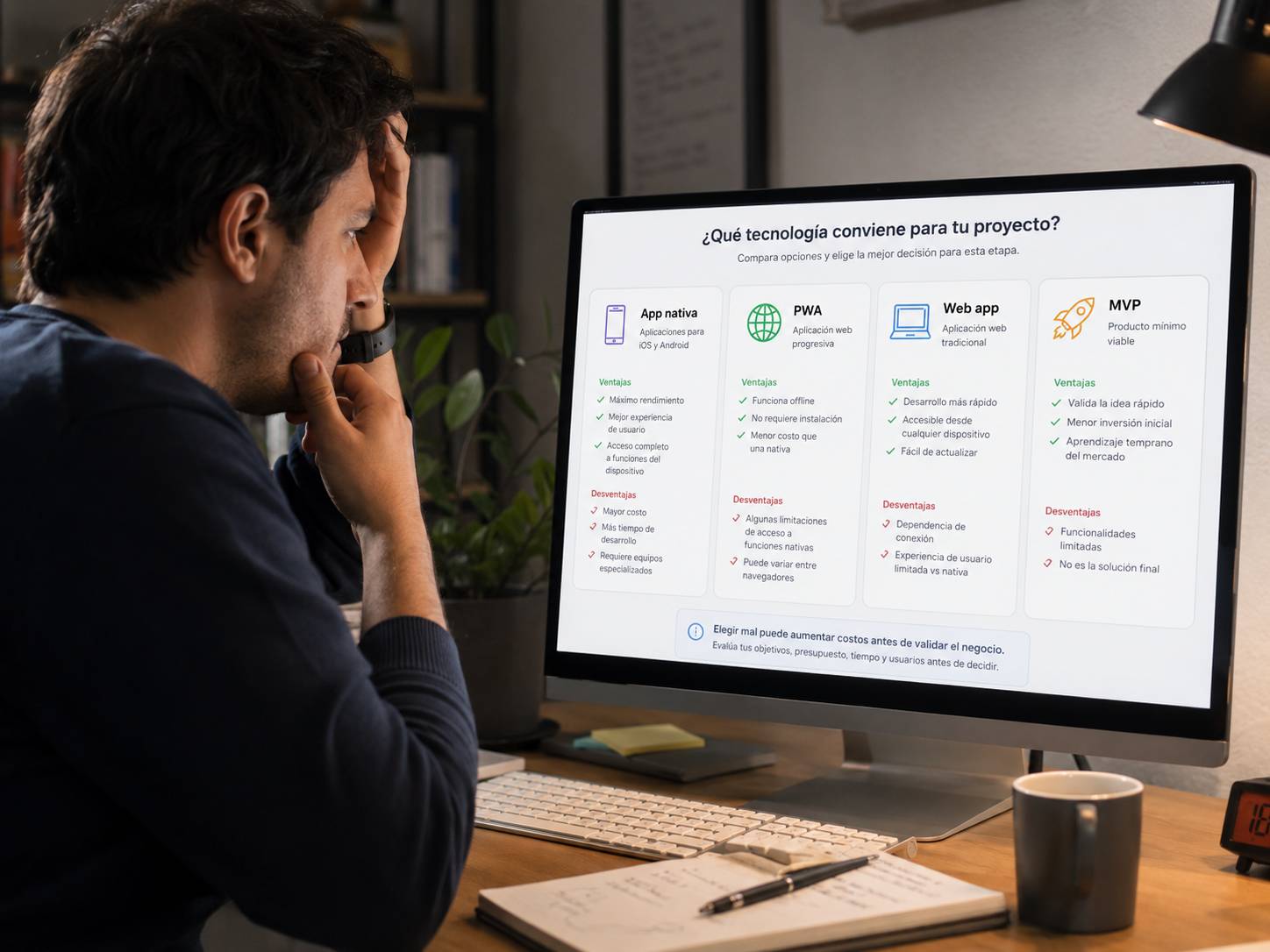 Comparación entre app móvil aplicación web y software para elegir tecnología