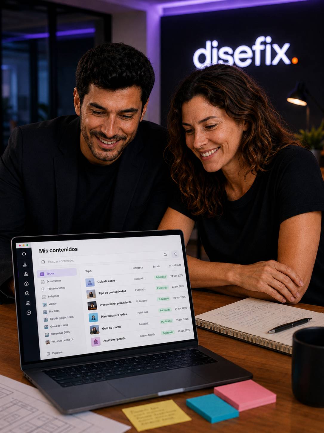 Equipo Disefix ordenando la arquitectura y estrategia de contenidos de una web