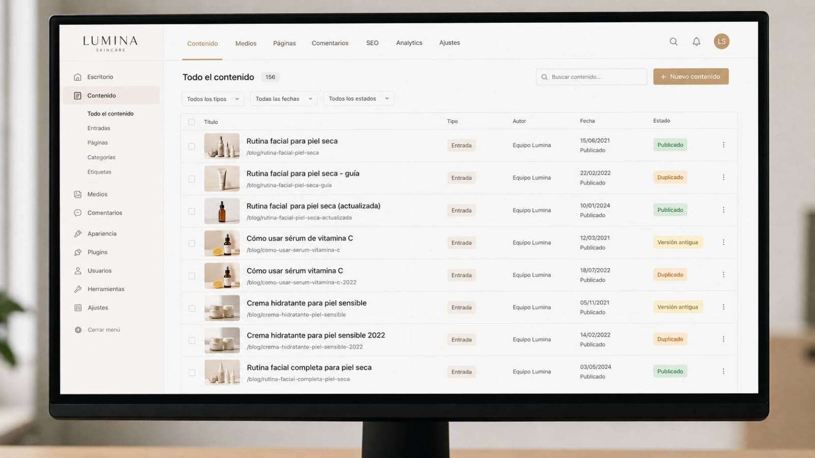 Contenido web repetido, antiguo o desactualizado que debilita el SEO