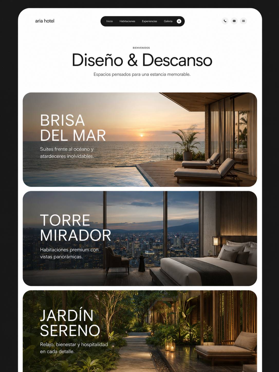 Web hotelera para paquetes y experiencias