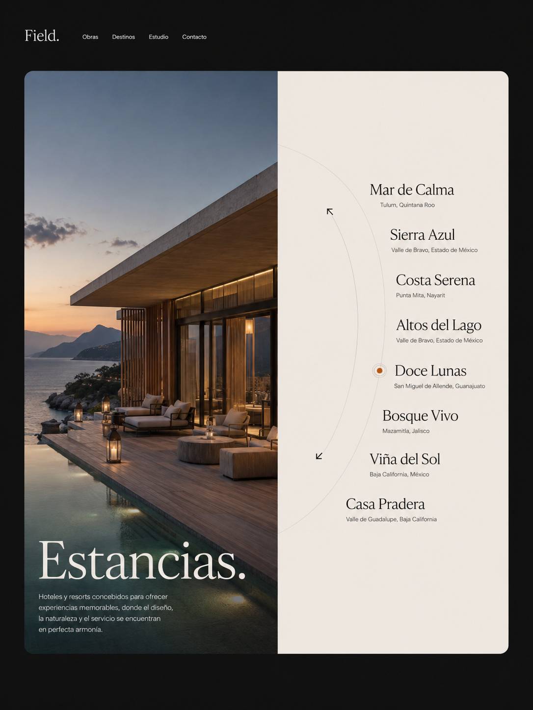 Habitaciones, paquetes y servicios para sitio web hotelero