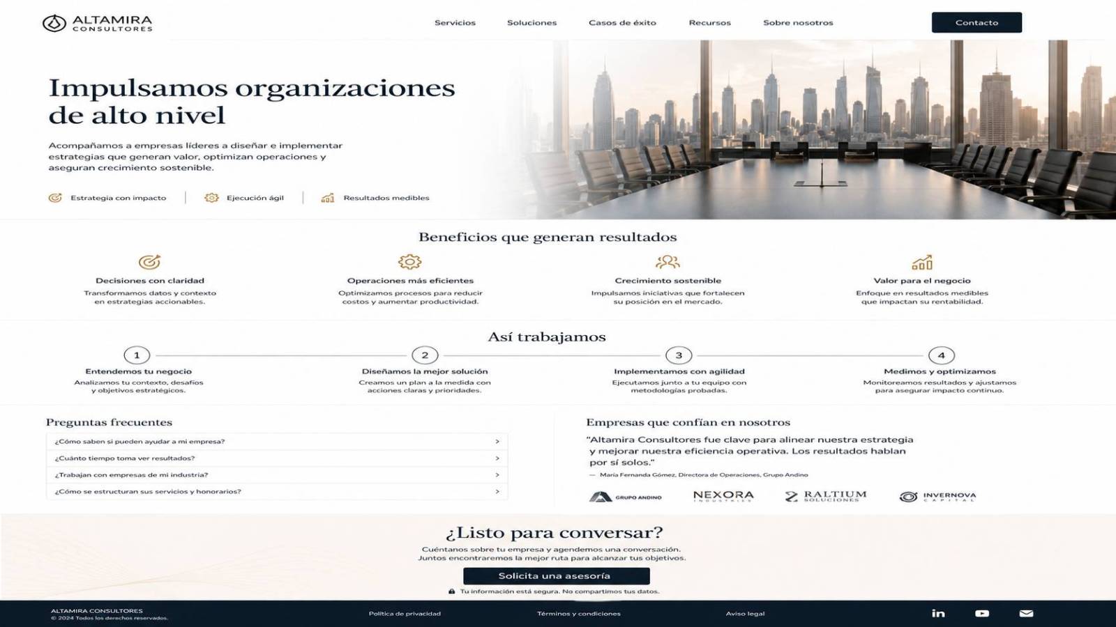 Ruta de contacto poco clara en una página web rediseñada