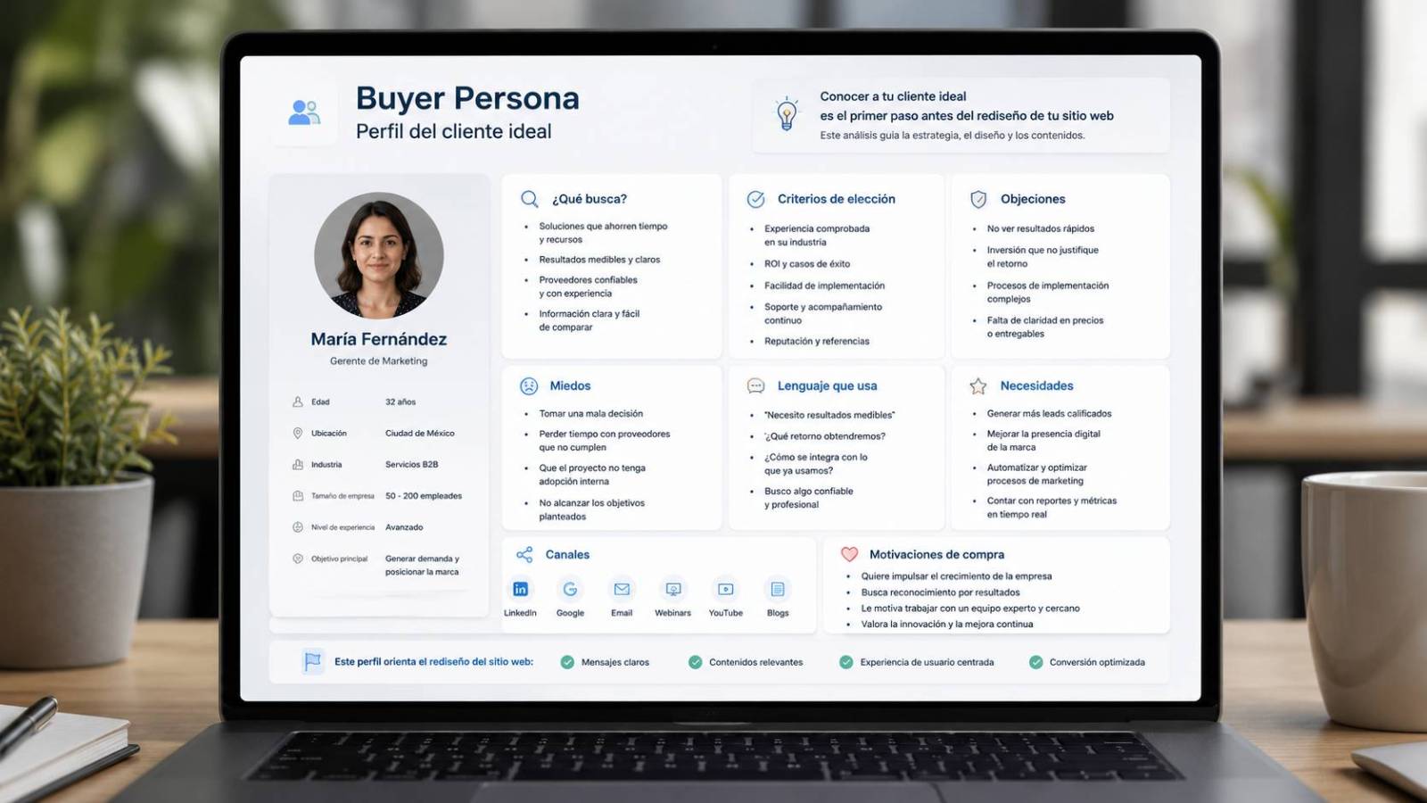 Equipo analizando buyer persona para mejorar conversión web