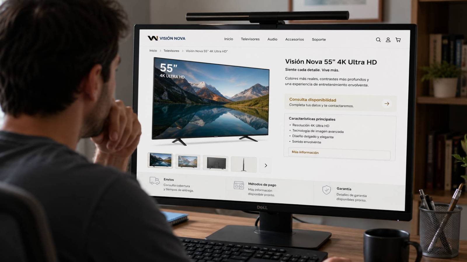 Cliente revisando una landing page que no muestra condiciones, pagos ni señales de confianza