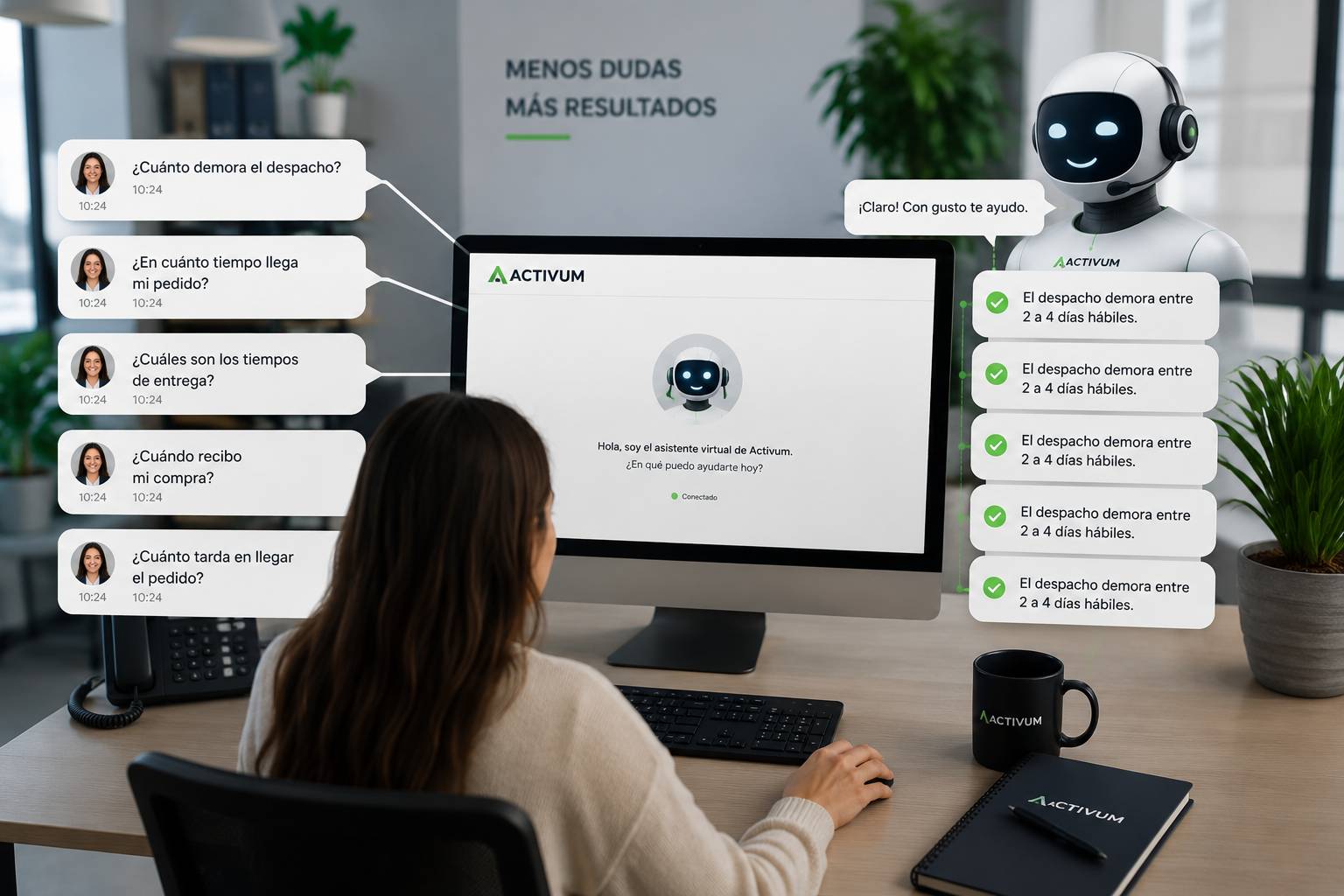 Equipo de ventas revisando preguntas frecuentes para agente con IA