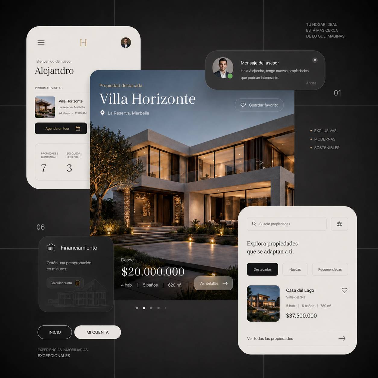 Interesado revisando propiedades en una web inmobiliaria